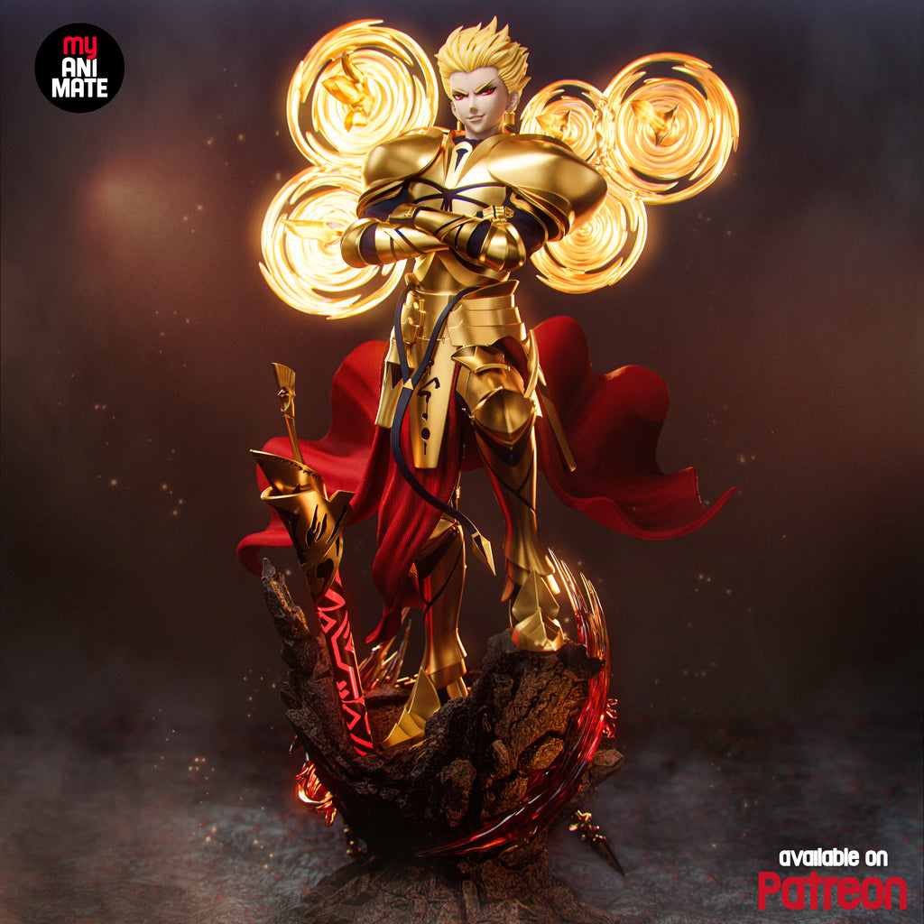 Gilgamesh 1/8 Scale Statue (Armored & Unarmored Variants) | Fate Series Custom 3D Printed Resin Model Collectible