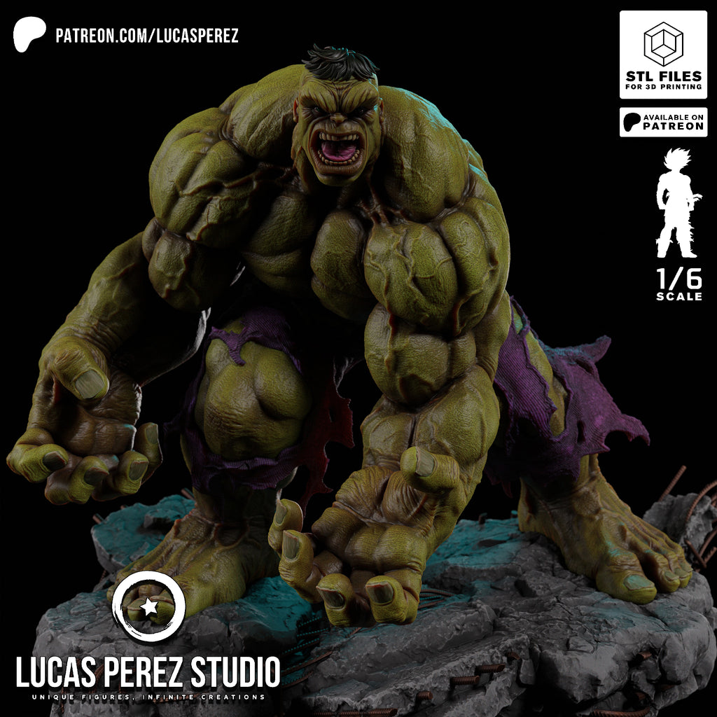 The Incredible Hulk Crouching Rage Resin Statue - 1/6 Scale Marvel Collectible