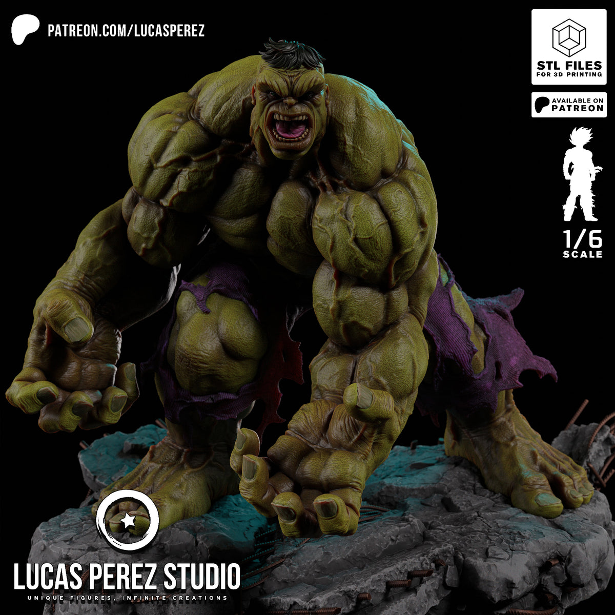 The Incredible Hulk Crouching Rage Resin Statue - 1/6 Scale Marvel Collectible