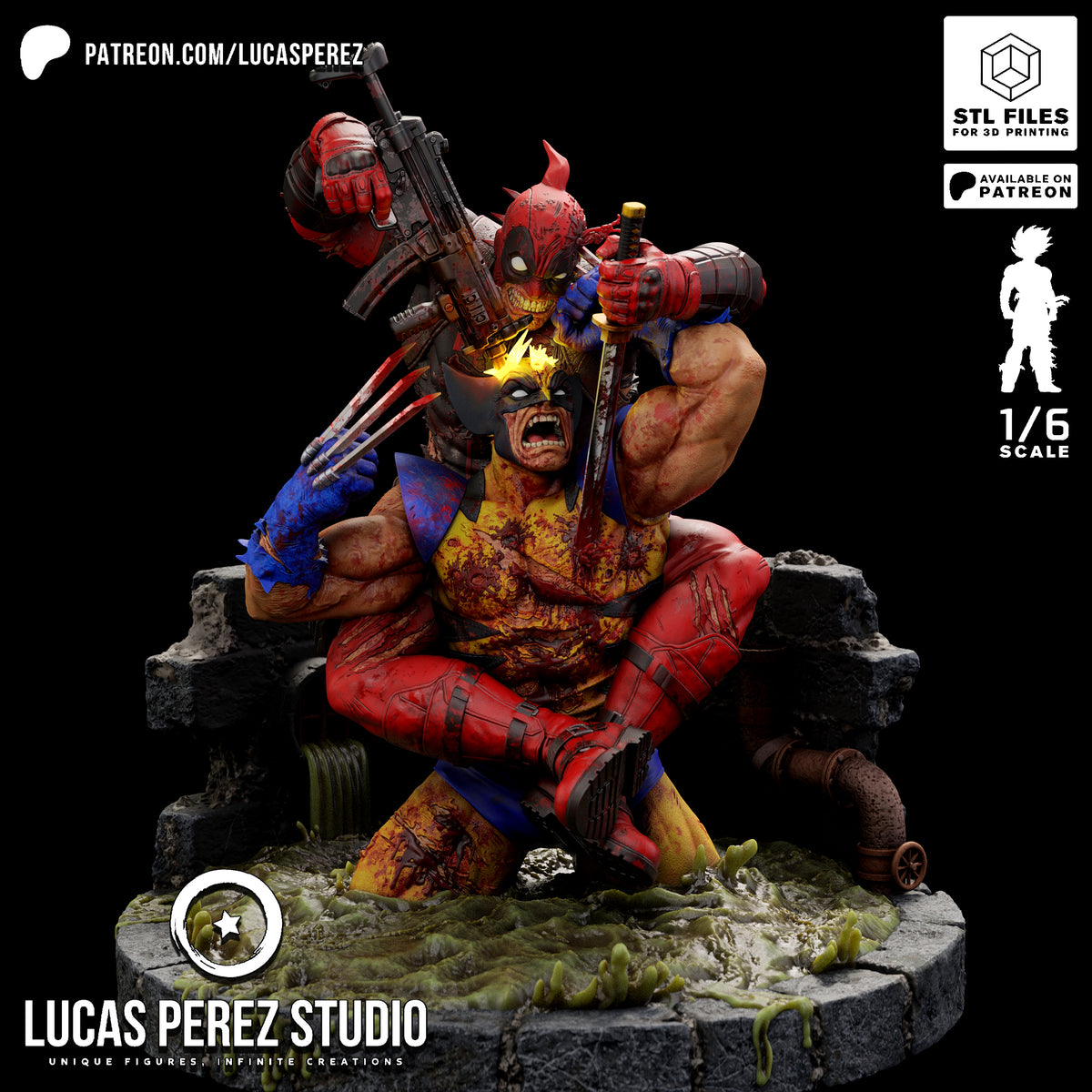 Deadpool vs. Wolverine Brutal Showdown Resin Statue - 1/6 Scale Marvel Collectible