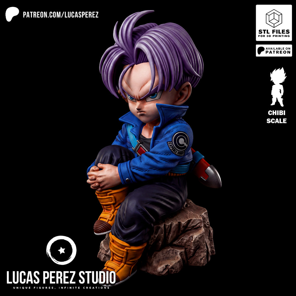 Future Trunks Chibi Scale Resin Statue - Custom Anime Art Toy