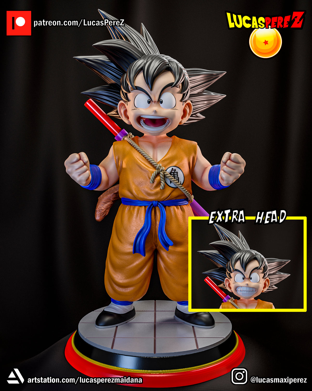 Young Goku with Power Pole 1/6 Scale Resin Statue | Custom Anime Art Toy