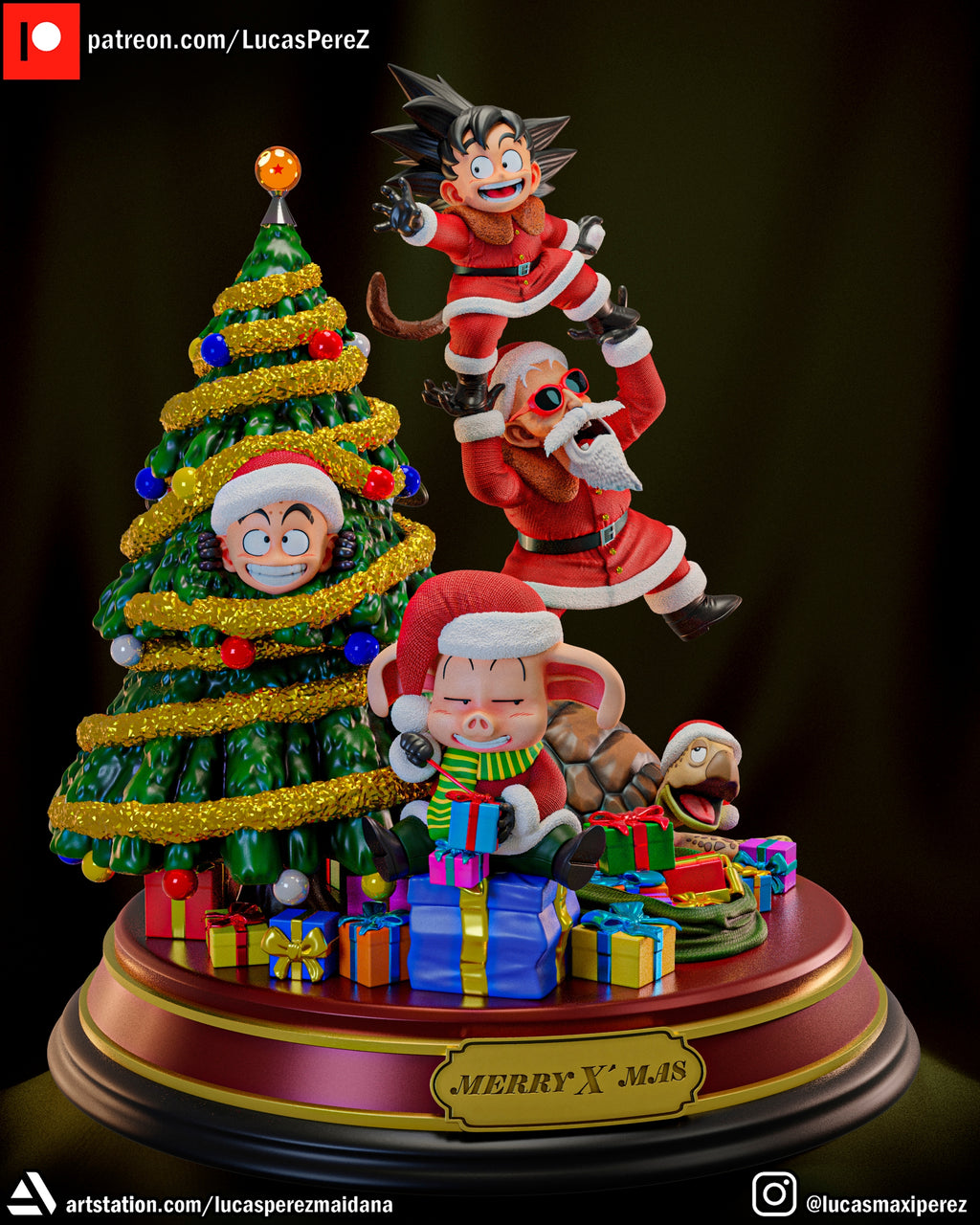 Dragon Ball Christmas Special (Goku, Master Roshi, Krillin, Oolong & Turtle) 1/6 Scale Collectible Holiday Statue – Lucas Perez