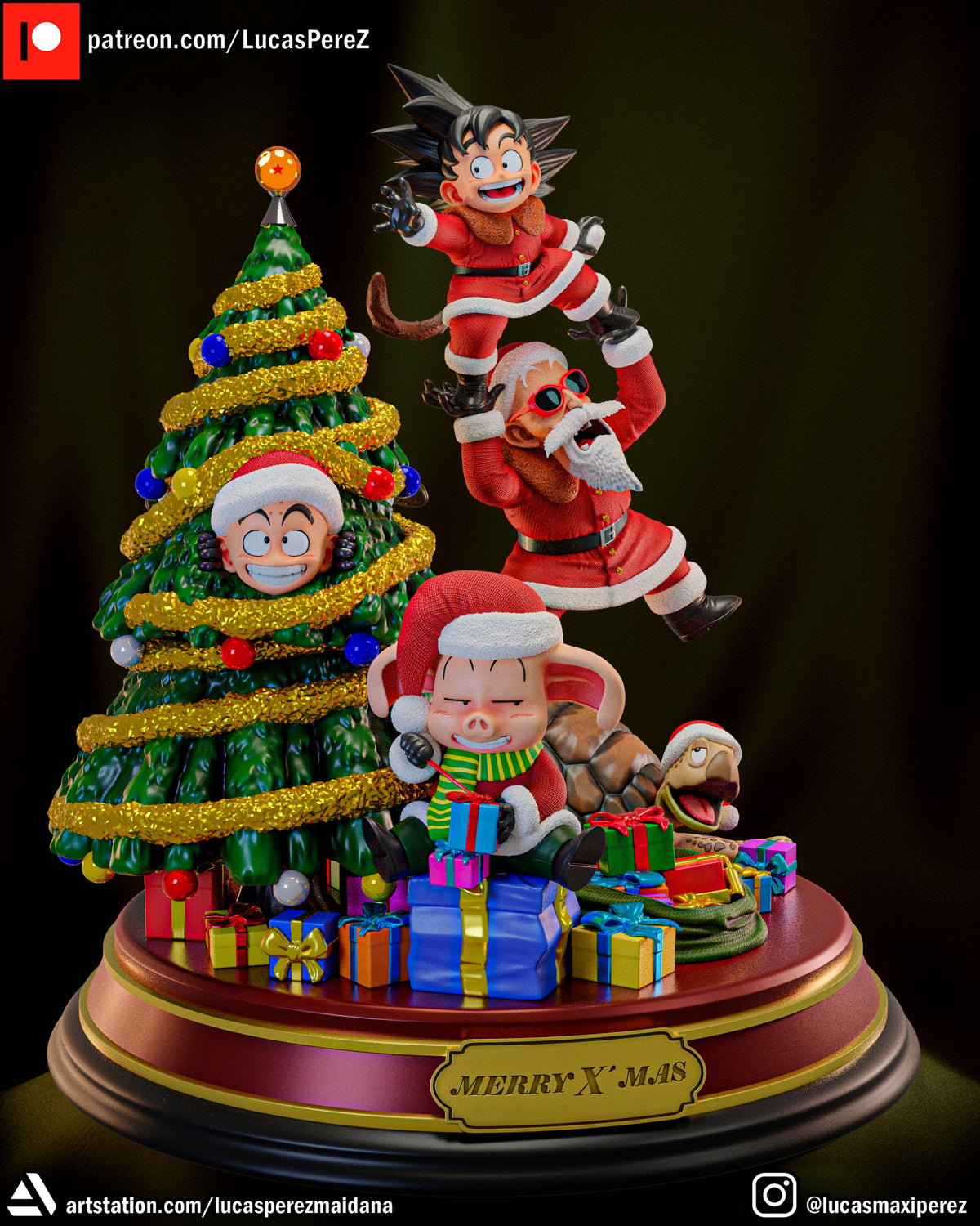 Dragon Ball Christmas Special (Goku, Master Roshi, Krillin, Oolong & Turtle) 1/6 Scale Collectible Holiday Statue – Lucas Perez