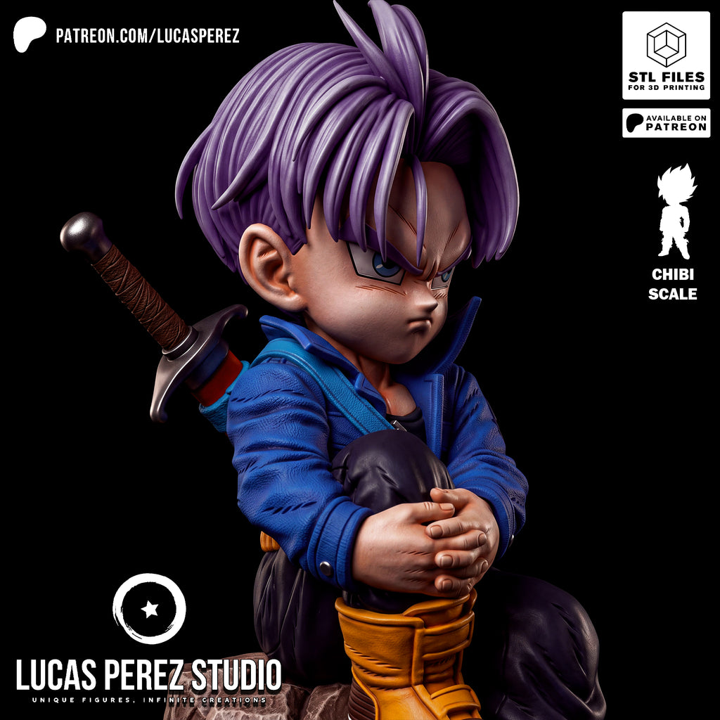 Future Trunks Chibi Scale Resin Statue - Custom Anime Art Toy