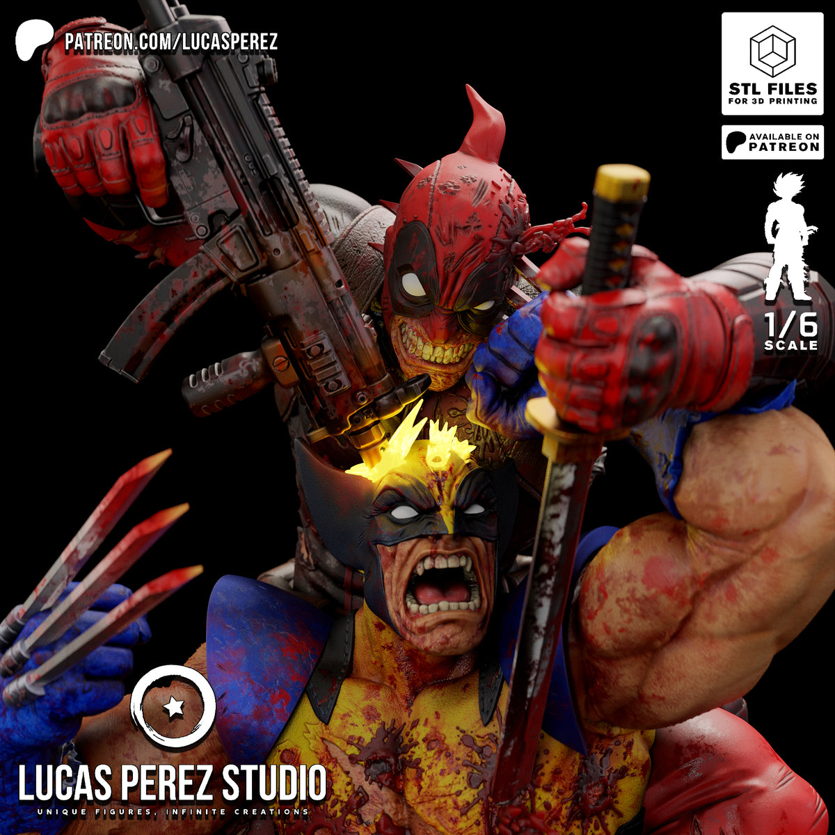 Deadpool vs. Wolverine Brutal Showdown Resin Statue - 1/6 Scale Marvel Collectible