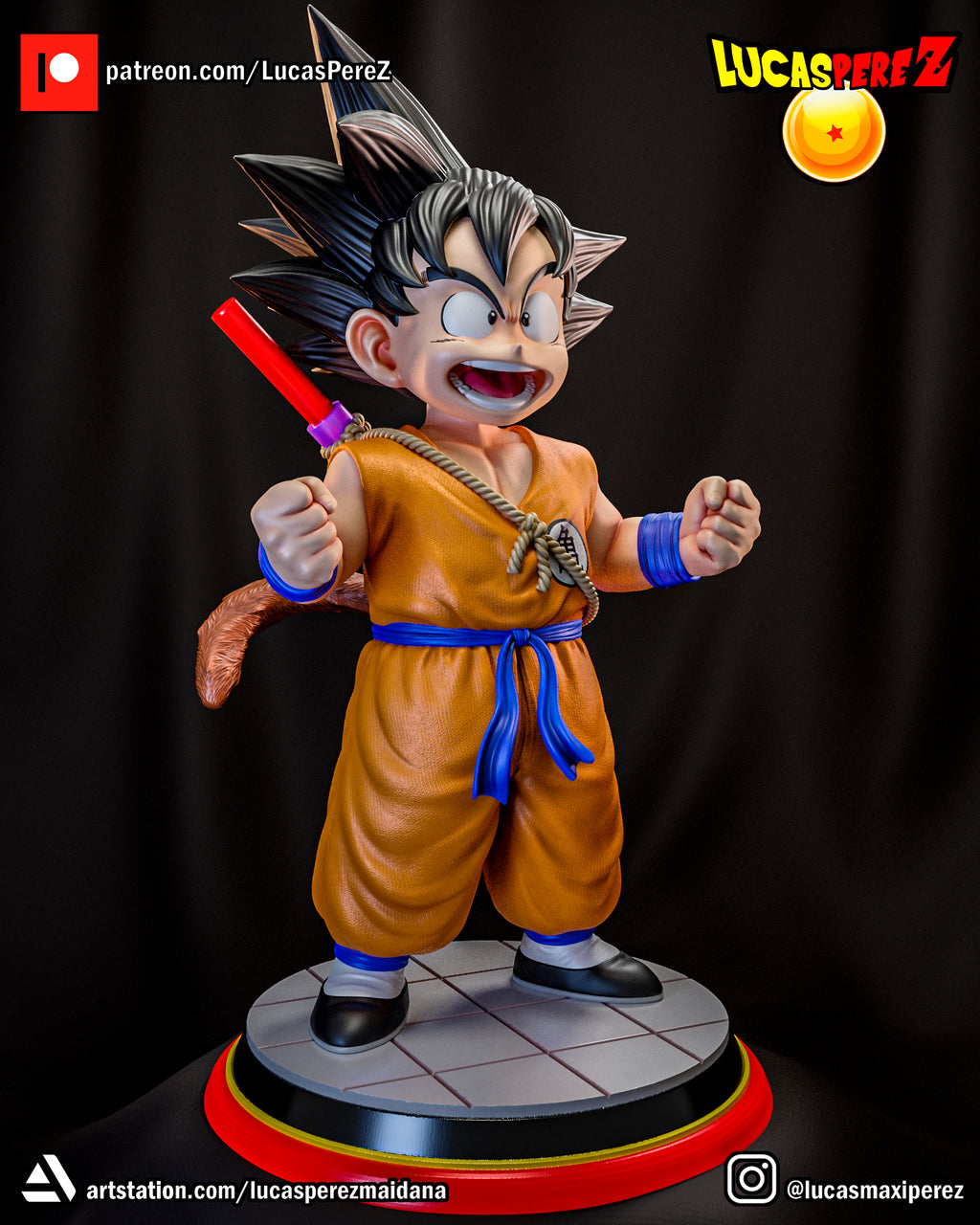 Young Goku with Power Pole 1/6 Scale Resin Statue | Custom Anime Art Toy