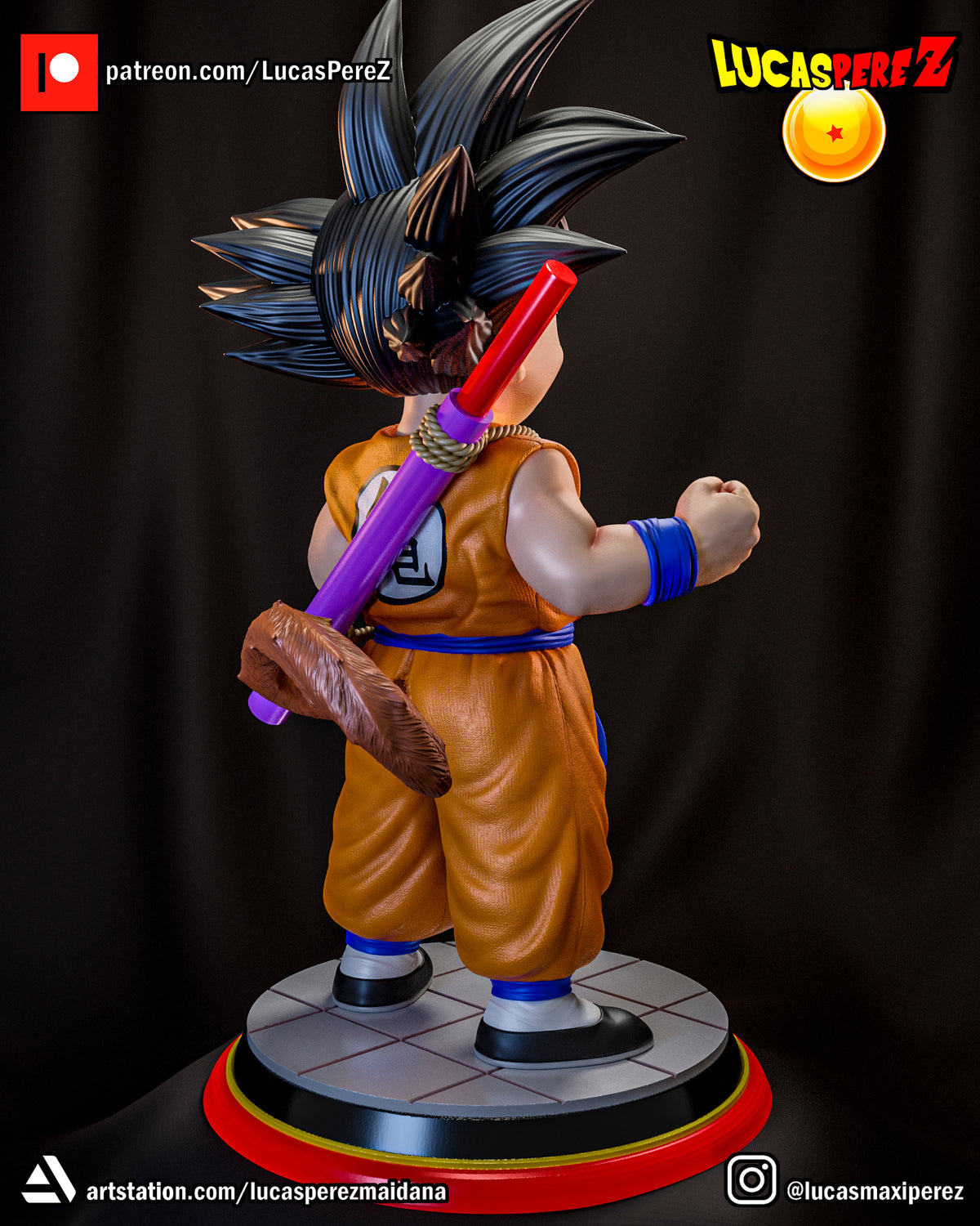 Young Goku with Power Pole 1/6 Scale Resin Statue | Custom Anime Art Toy