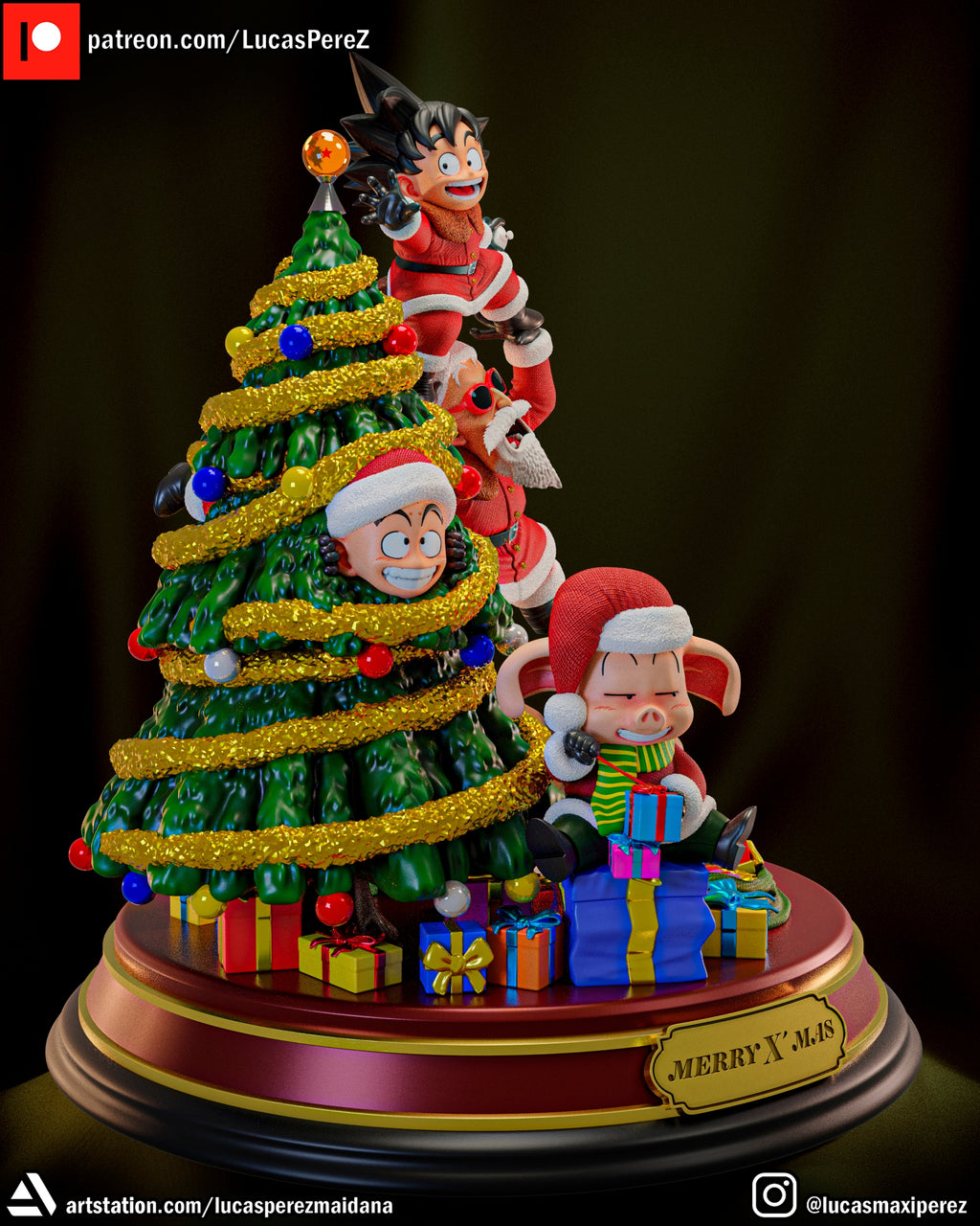 Dragon Ball Christmas Special (Goku, Master Roshi, Krillin, Oolong & Turtle) 1/6 Scale Collectible Holiday Statue – Lucas Perez