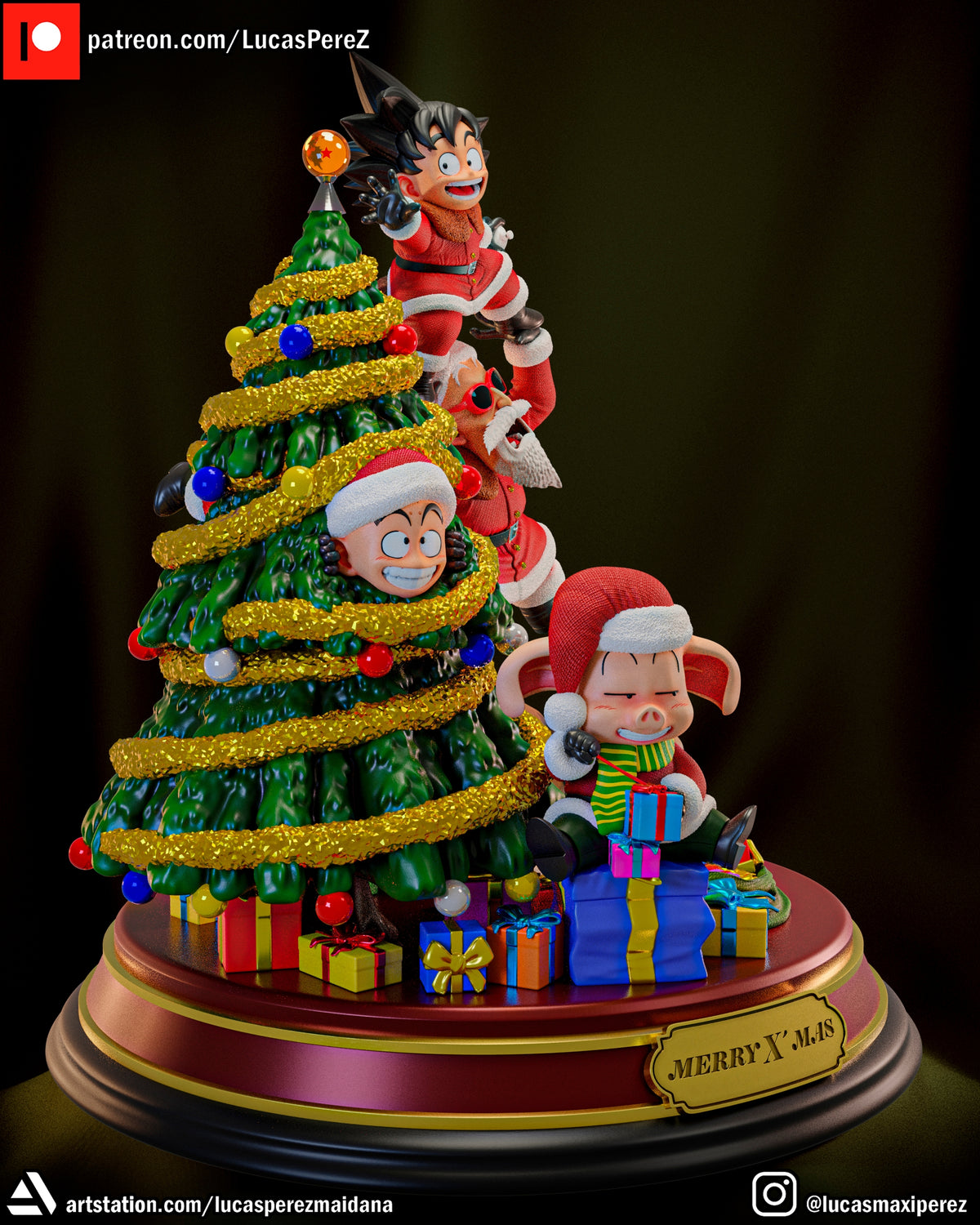 Dragon Ball Christmas Special (Goku, Master Roshi, Krillin, Oolong & Turtle) 1/6 Scale Collectible Holiday Statue – Lucas Perez