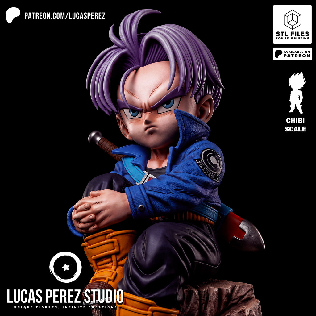 Future Trunks Chibi Scale Resin Statue - Custom Anime Art Toy