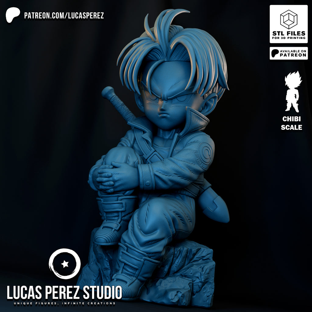 Future Trunks Chibi Scale Resin Statue - Custom Anime Art Toy
