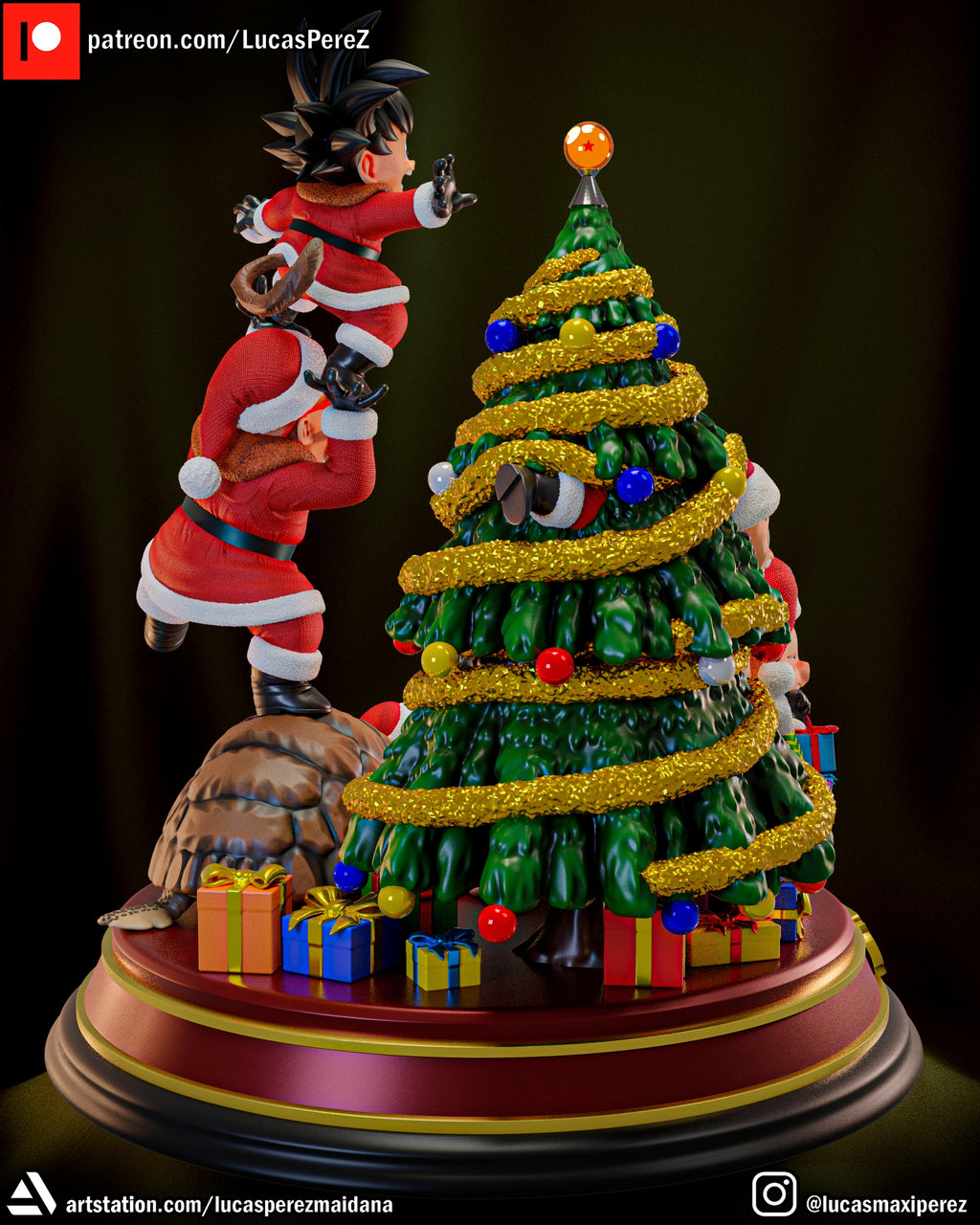 Dragon Ball Christmas Special (Goku, Master Roshi, Krillin, Oolong & Turtle) 1/6 Scale Collectible Holiday Statue – Lucas Perez