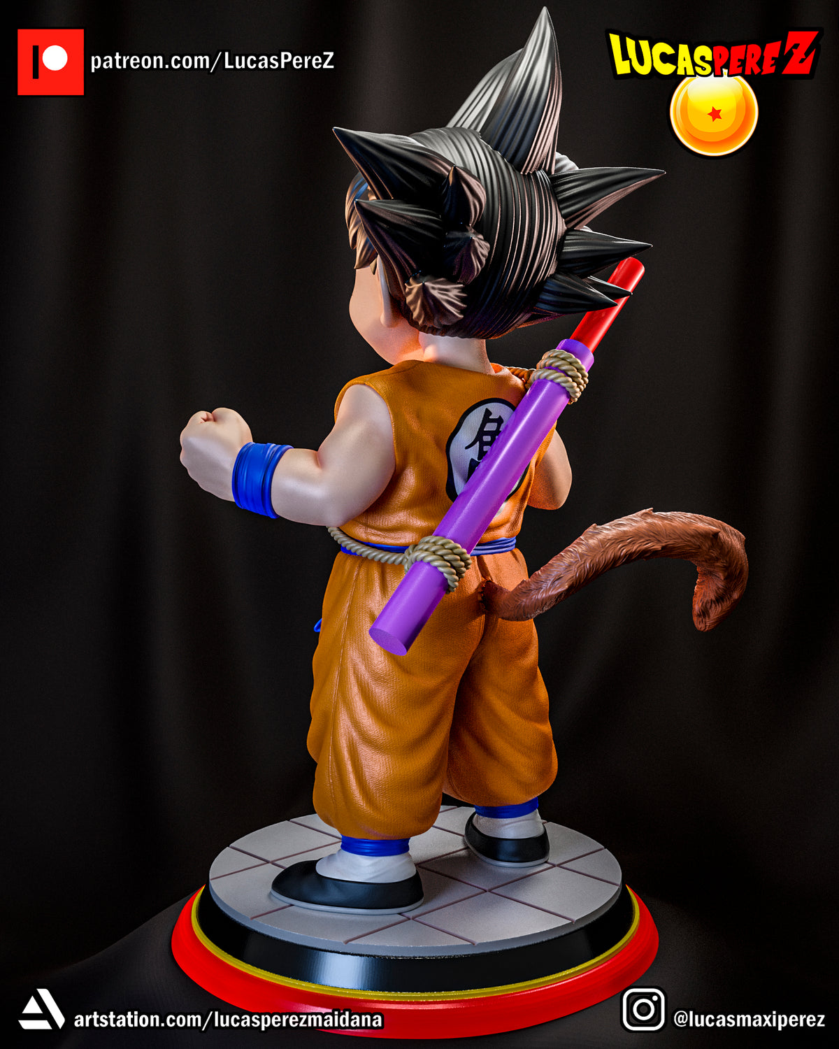Young Goku with Power Pole 1/6 Scale Resin Statue | Custom Anime Art Toy