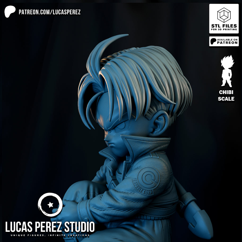 Future Trunks Chibi Scale Resin Statue - Custom Anime Art Toy