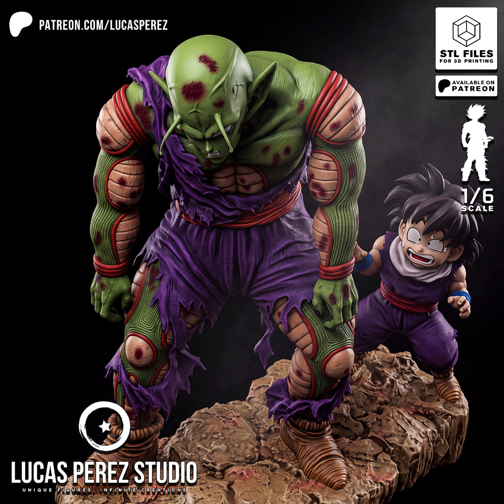 Battle-Damaged Piccolo & Gohan 1/6 Scale Resin Statue - Custom Anime Art Toy