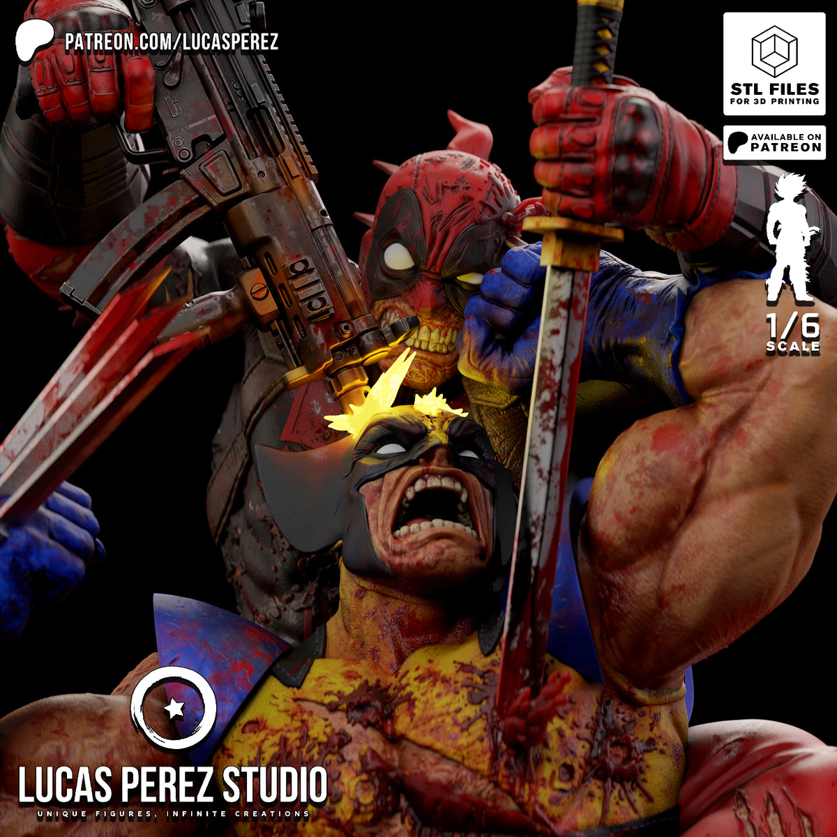 Deadpool vs. Wolverine Brutal Showdown Resin Statue - 1/6 Scale Marvel Collectible