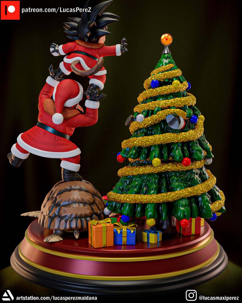 Dragon Ball Christmas Special (Goku, Master Roshi, Krillin, Oolong & Turtle) 1/6 Scale Collectible Holiday Statue – Lucas Perez