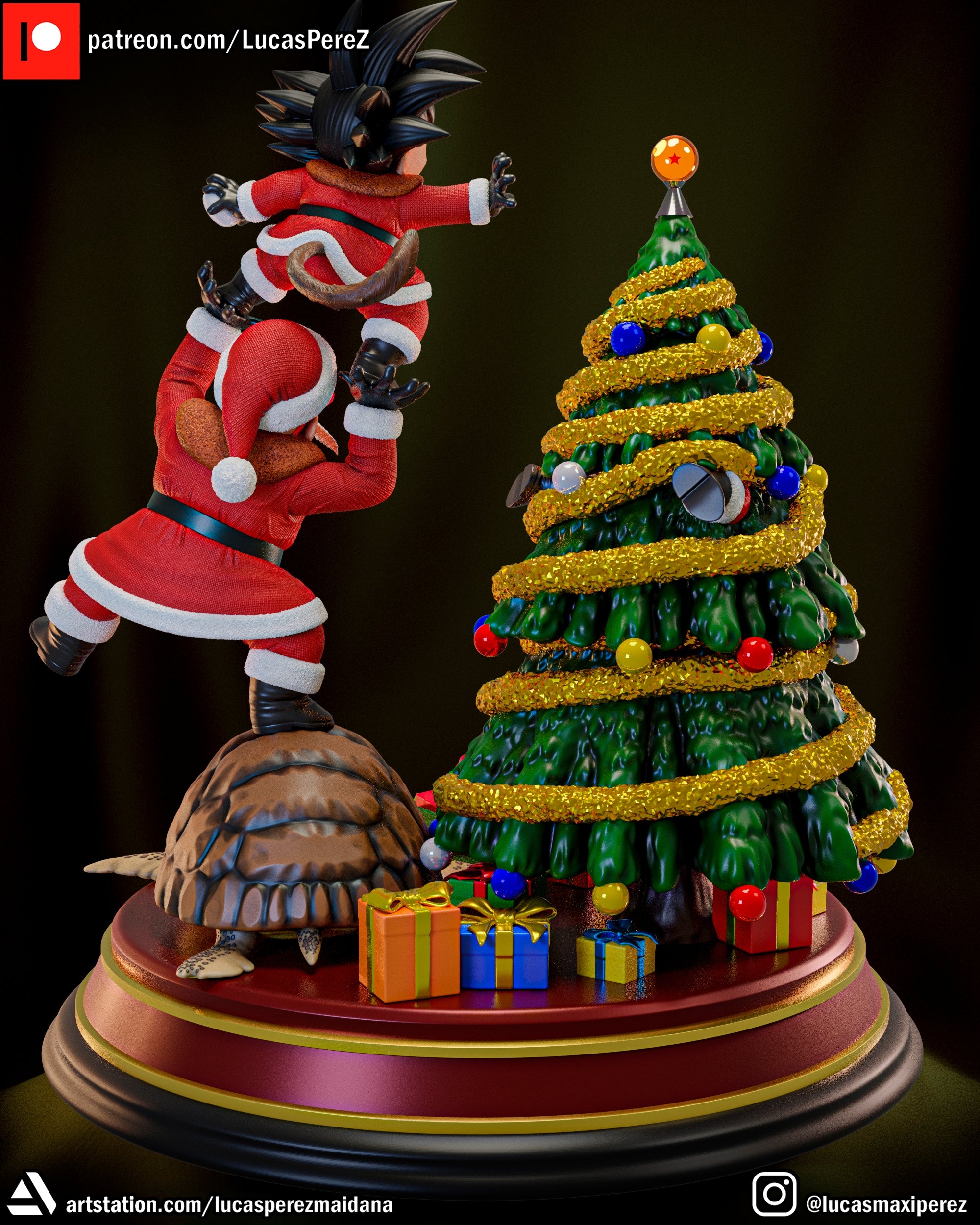 Dragon Ball Christmas Special (Goku, Master Roshi, Krillin, Oolong & Turtle) 1/6 Scale Collectible Holiday Statue – Lucas Perez
