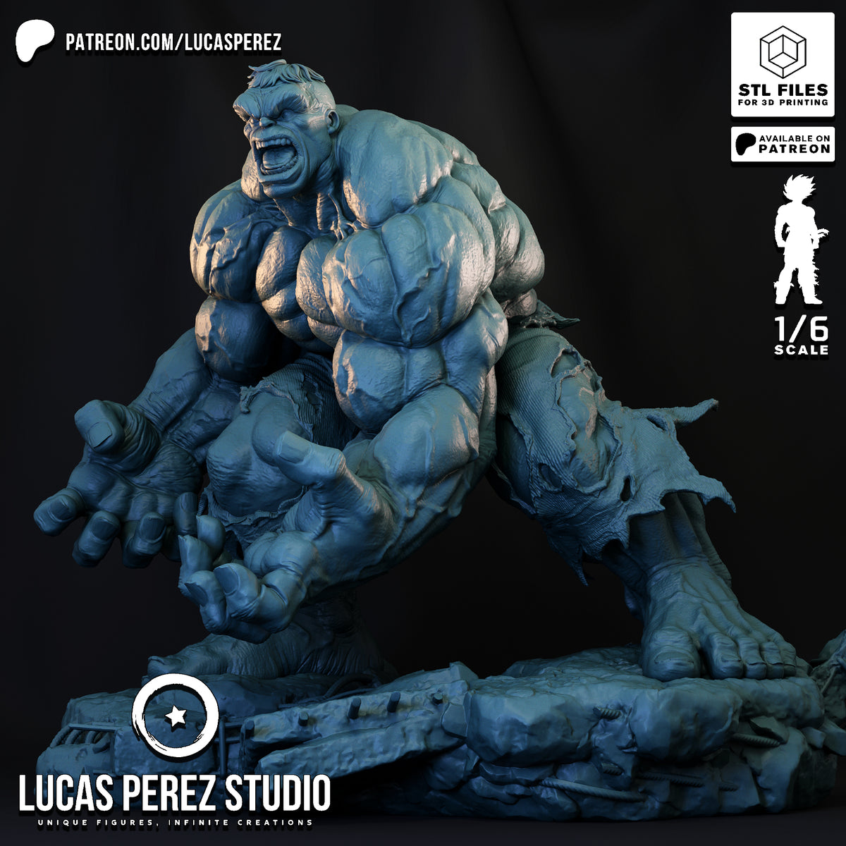 The Incredible Hulk Crouching Rage Resin Statue - 1/6 Scale Marvel Collectible