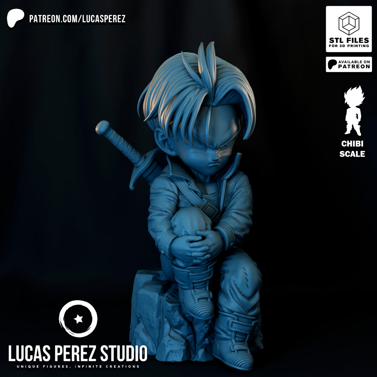 Future Trunks Chibi Scale Resin Statue - Custom Anime Art Toy