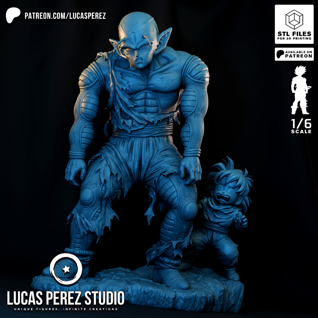 Battle-Damaged Piccolo & Gohan 1/6 Scale Resin Statue - Custom Anime Art Toy