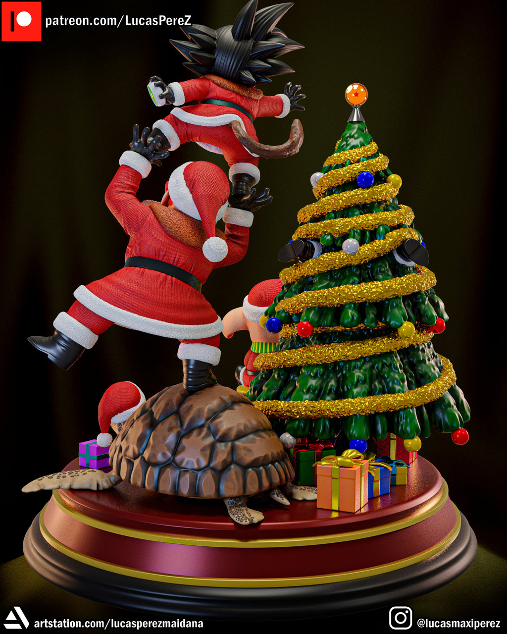 Dragon Ball Christmas Special (Goku, Master Roshi, Krillin, Oolong & Turtle) 1/6 Scale Collectible Holiday Statue – Lucas Perez