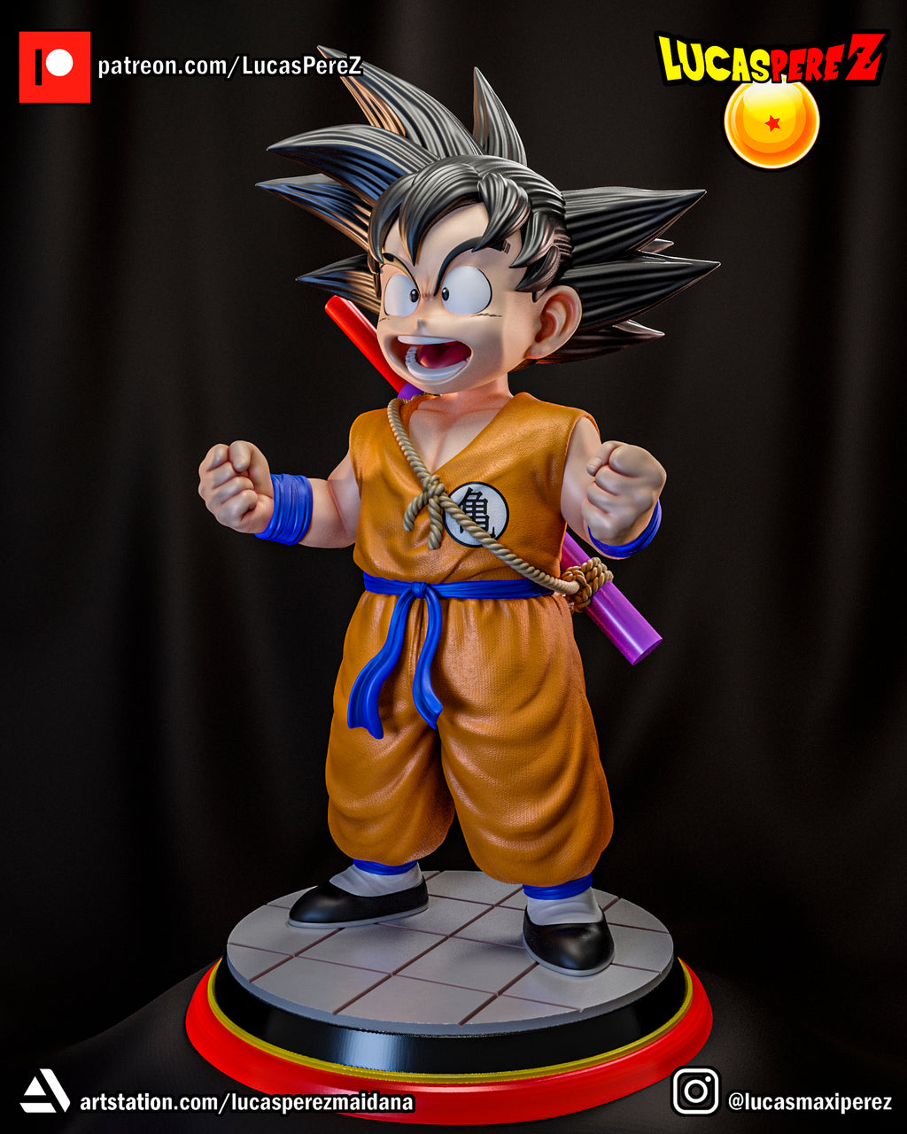 Young Goku with Power Pole 1/6 Scale Resin Statue | Custom Anime Art Toy