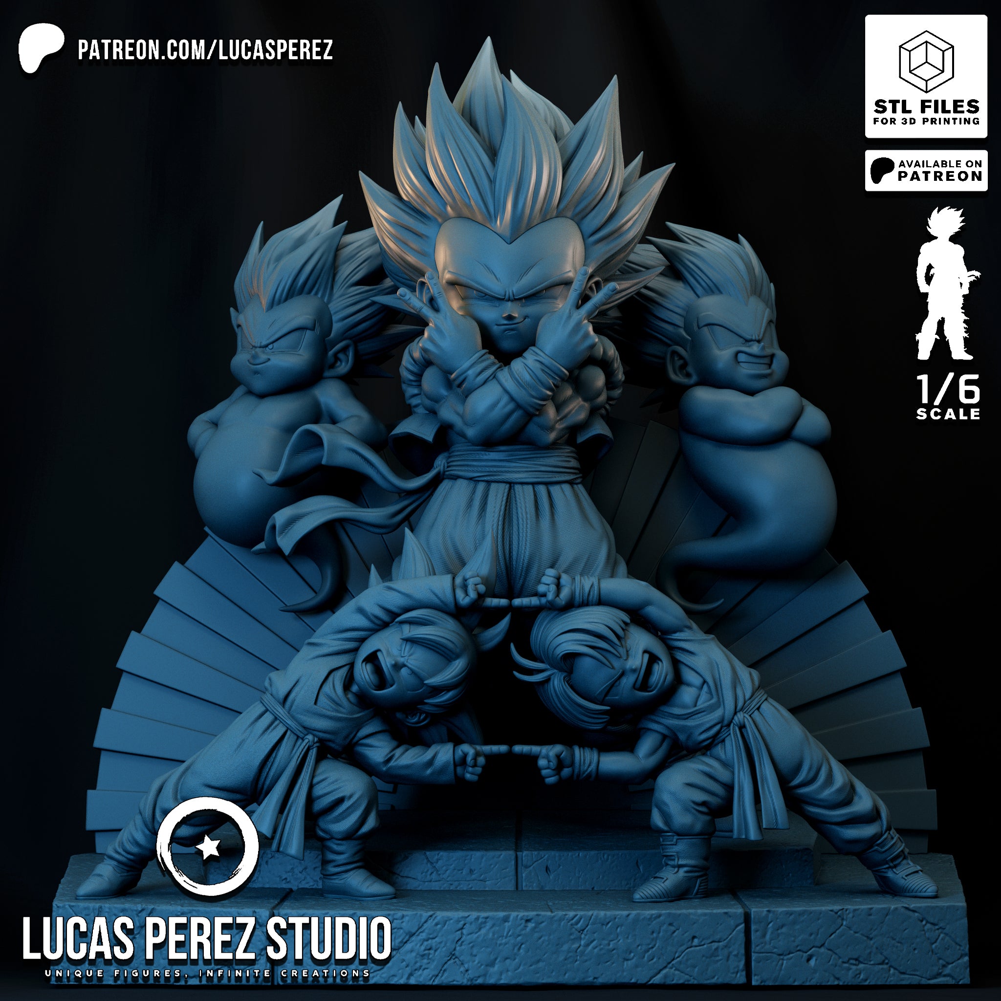 Super Saiyan Gotenks & Fusion Pose 1/6 Scale Collectible Statue / Diorama – Lucas Perez Studio