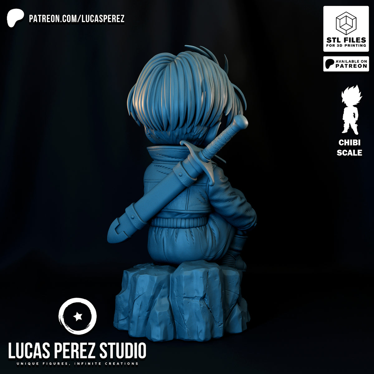 Future Trunks Chibi Scale Resin Statue - Custom Anime Art Toy