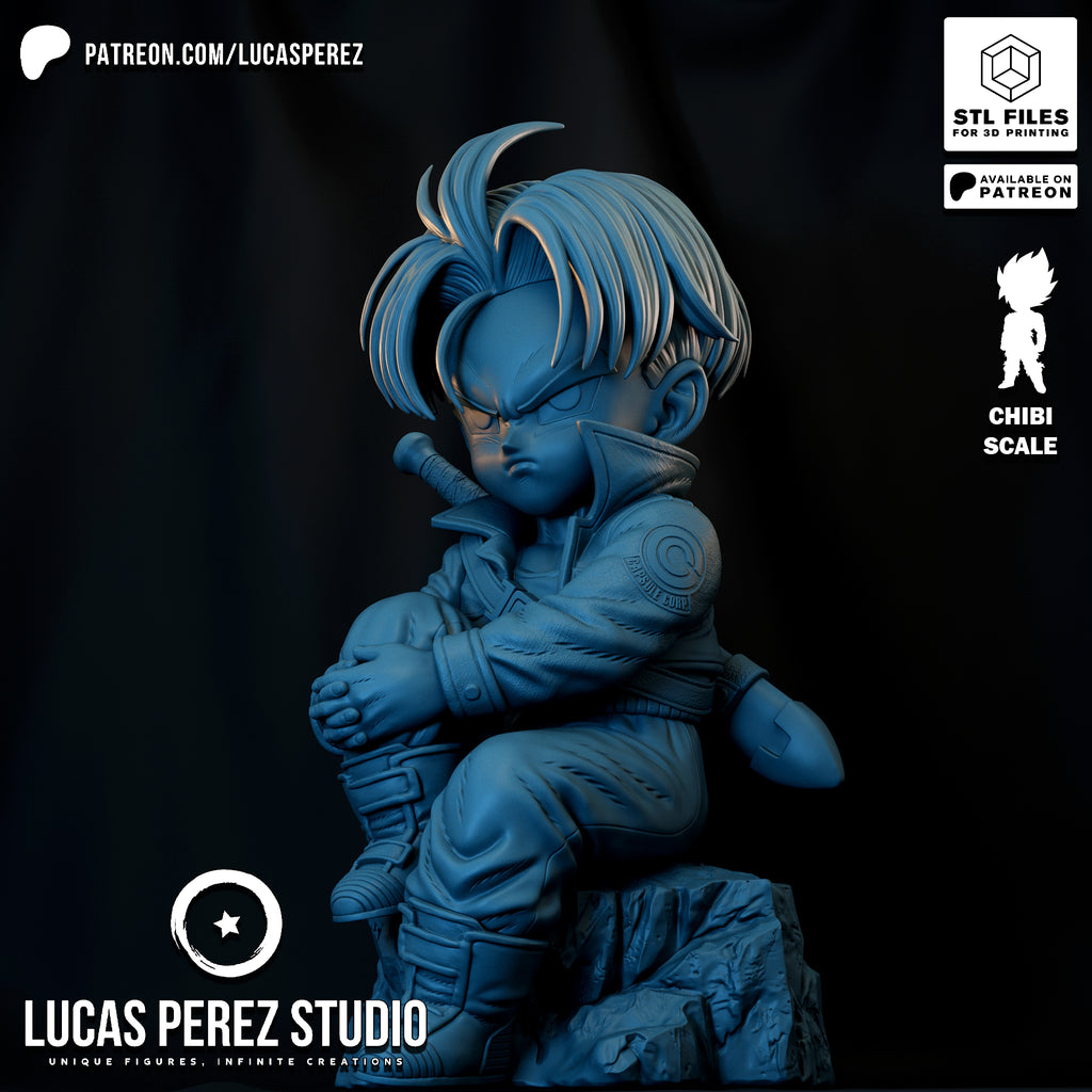 Future Trunks Chibi Scale Resin Statue - Custom Anime Art Toy