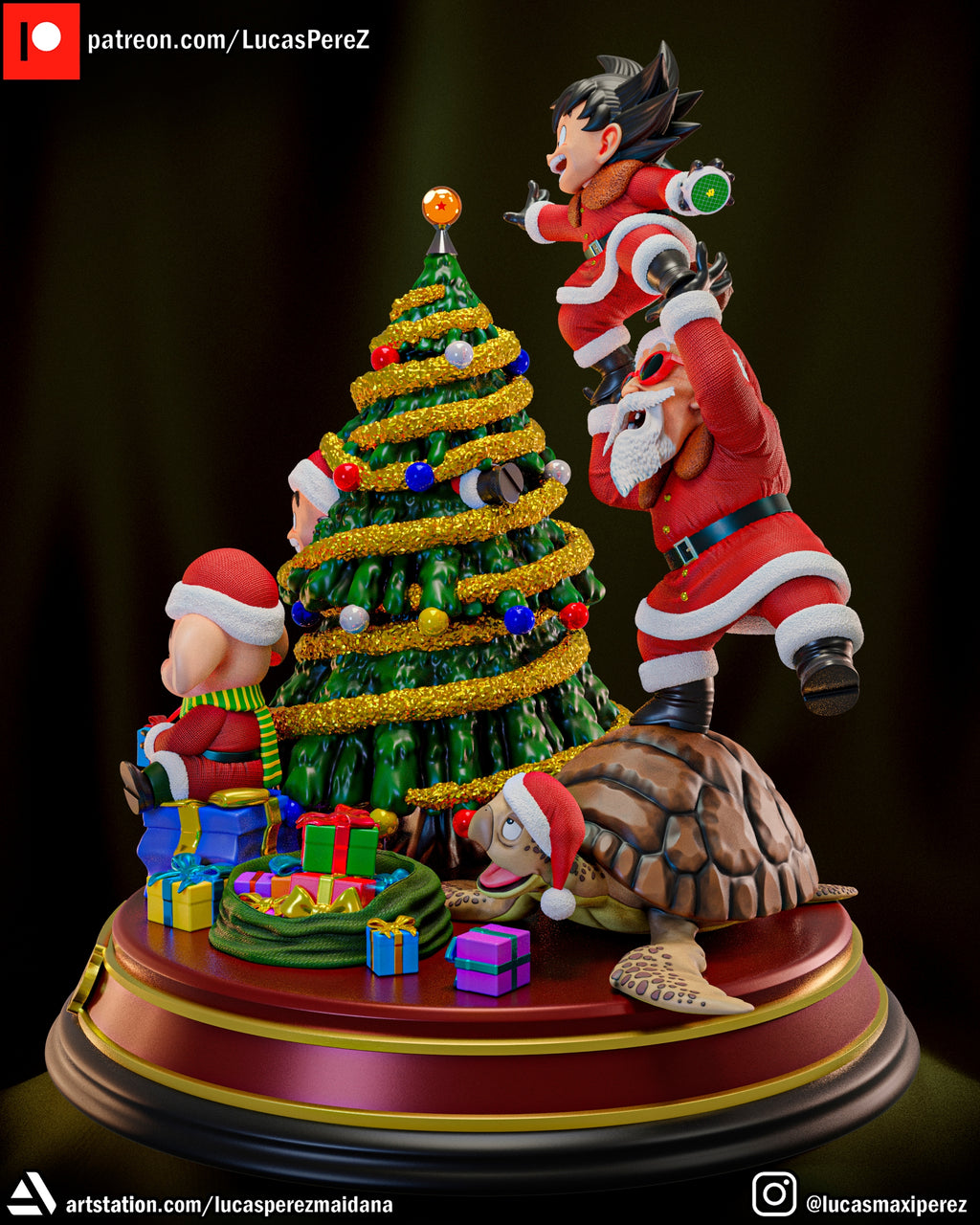 Dragon Ball Christmas Special (Goku, Master Roshi, Krillin, Oolong & Turtle) 1/6 Scale Collectible Holiday Statue – Lucas Perez