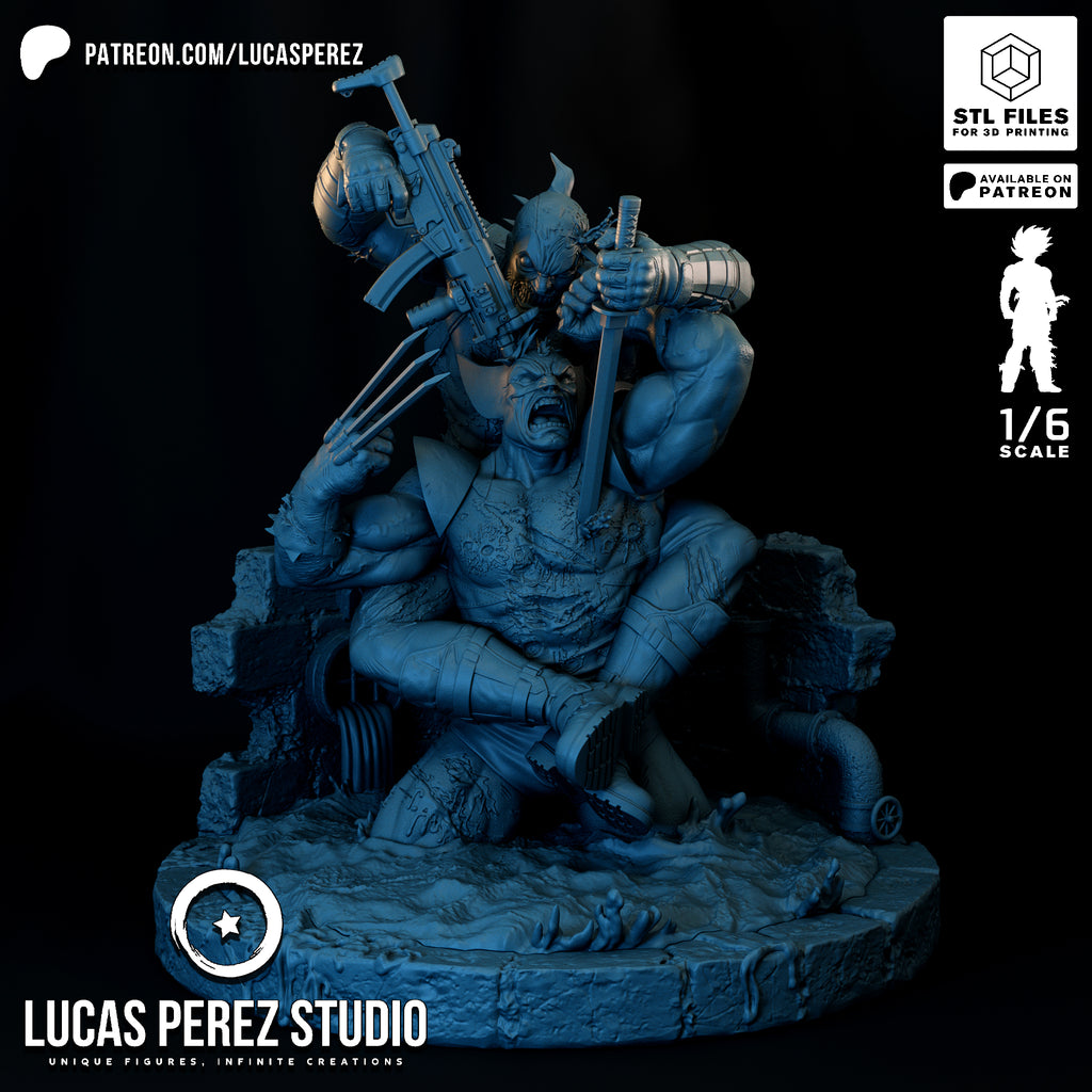 Deadpool vs. Wolverine Brutal Showdown Resin Statue - 1/6 Scale Marvel Collectible