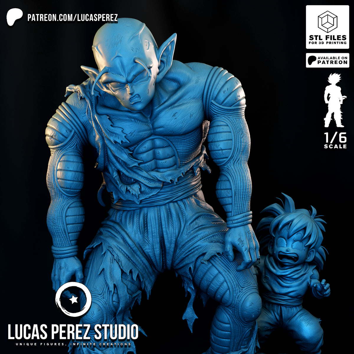 Battle-Damaged Piccolo & Gohan 1/6 Scale Resin Statue - Custom Anime Art Toy