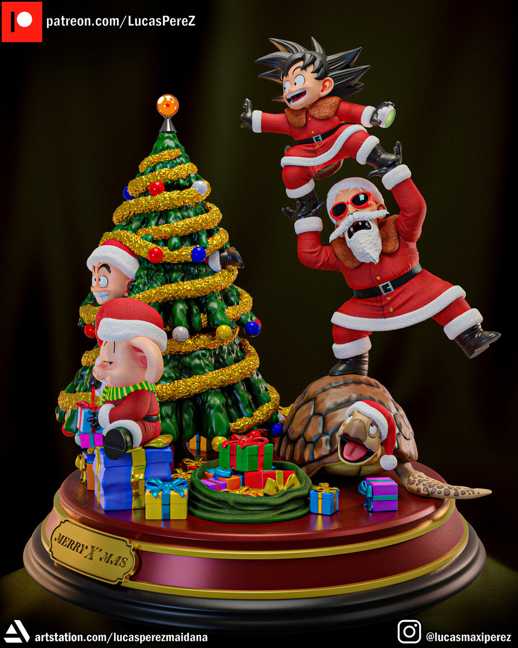 Dragon Ball Christmas Special (Goku, Master Roshi, Krillin, Oolong & Turtle) 1/6 Scale Collectible Holiday Statue – Lucas Perez