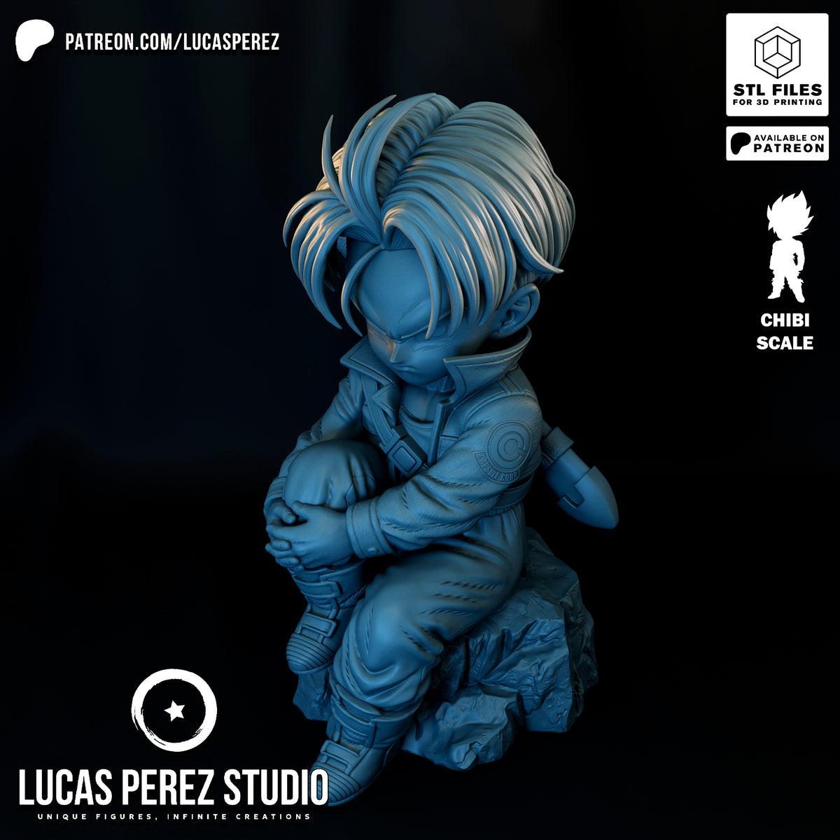 Future Trunks Chibi Scale Resin Statue - Custom Anime Art Toy
