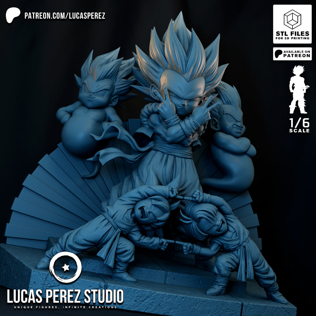Super Saiyan Gotenks & Fusion Pose 1/6 Scale Collectible Statue / Diorama – Lucas Perez Studio