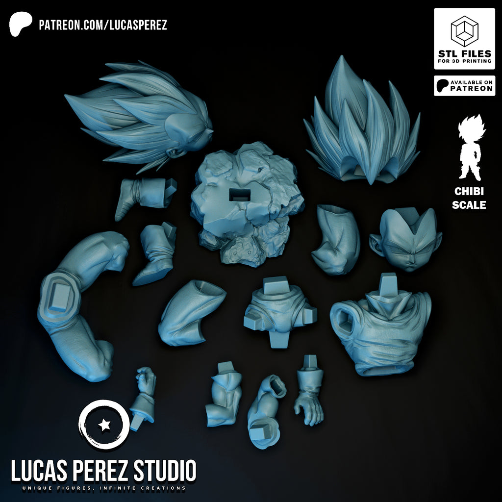 Chibi Vegeta Contemplative Pose Resin Statue - Custom Anime Art Toy