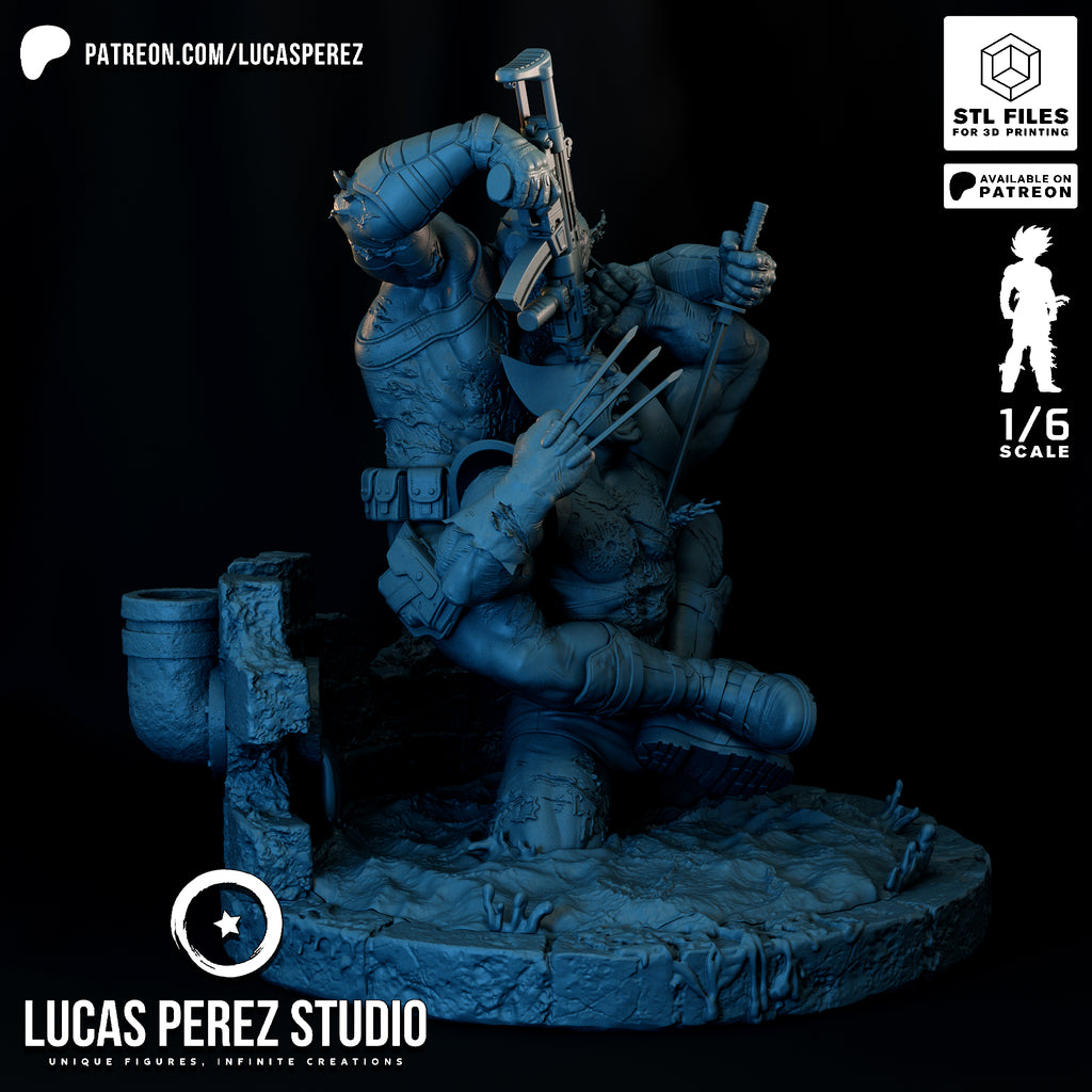 Deadpool vs. Wolverine Brutal Showdown Resin Statue - 1/6 Scale Marvel Collectible