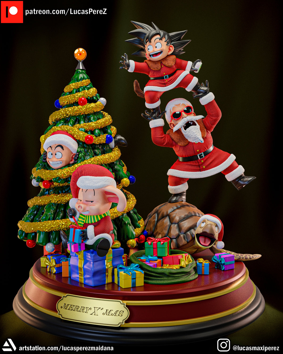 Dragon Ball Christmas Special (Goku, Master Roshi, Krillin, Oolong & Turtle) 1/6 Scale Collectible Holiday Statue – Lucas Perez
