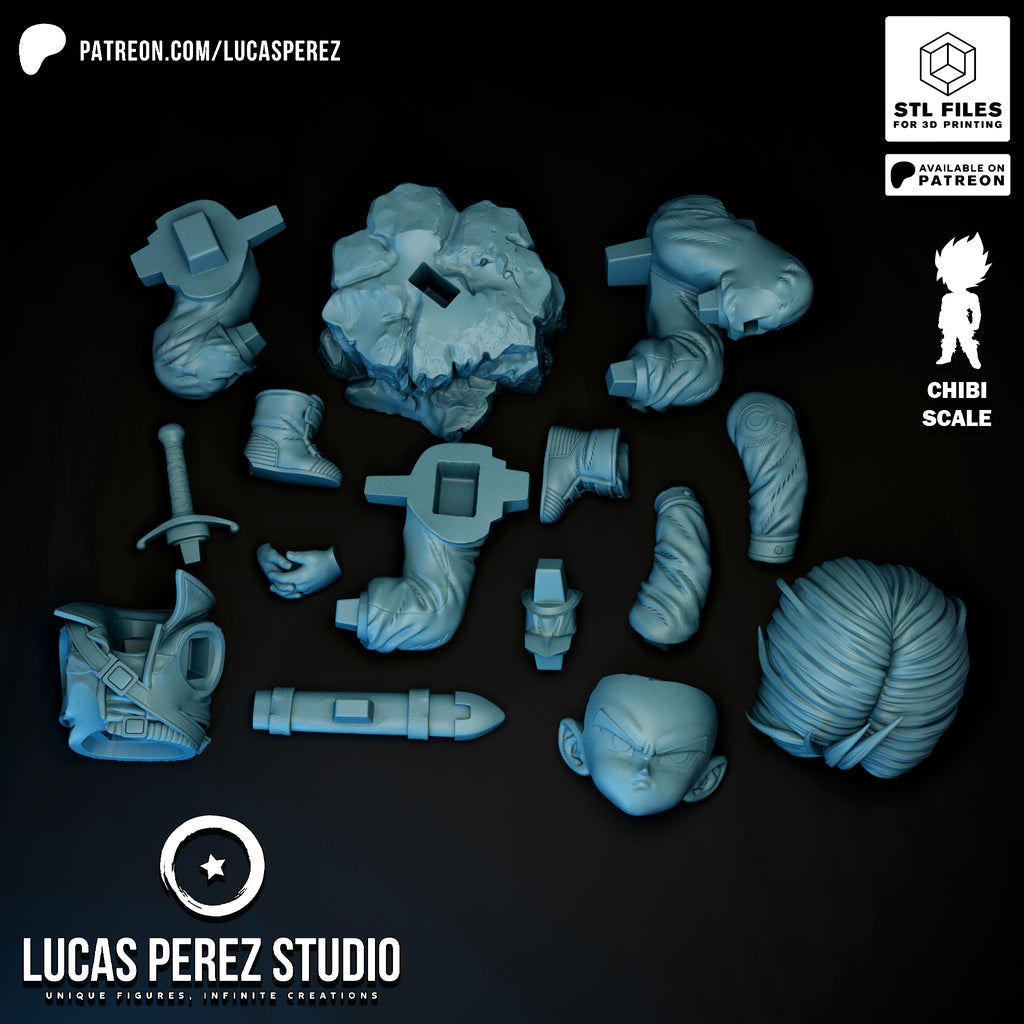 Future Trunks Chibi Scale Resin Statue - Custom Anime Art Toy