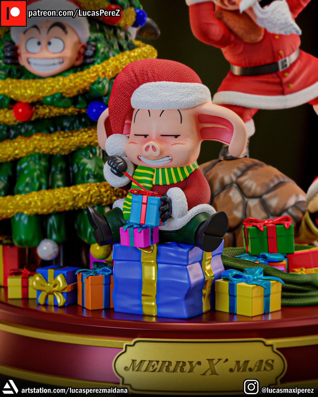 Dragon Ball Christmas Special (Goku, Master Roshi, Krillin, Oolong & Turtle) 1/6 Scale Collectible Holiday Statue – Lucas Perez