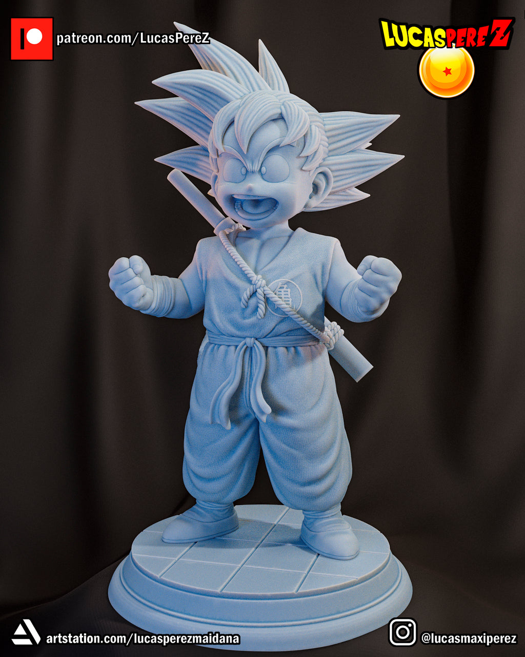 Young Goku with Power Pole 1/6 Scale Resin Statue | Custom Anime Art Toy
