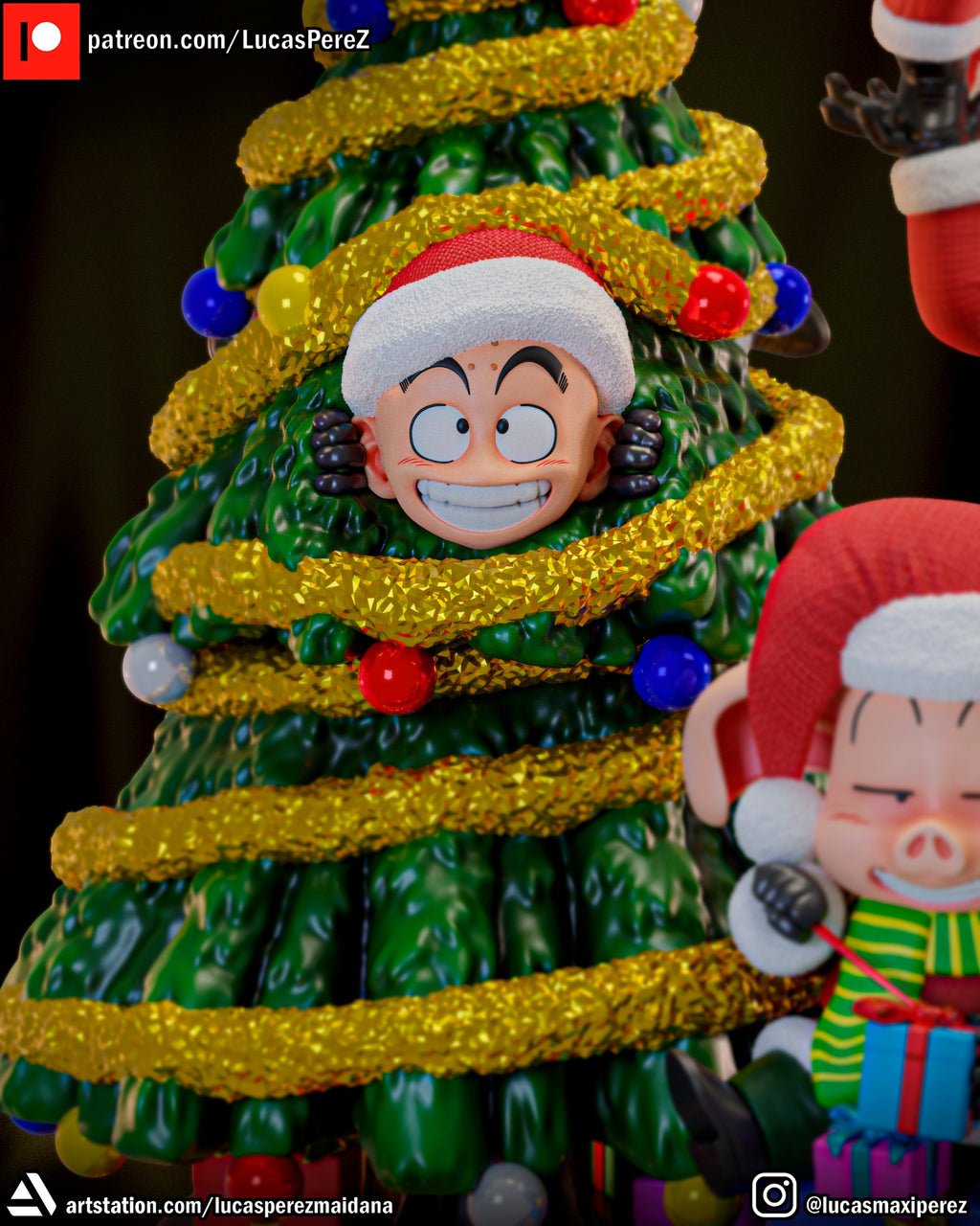 Dragon Ball Christmas Special (Goku, Master Roshi, Krillin, Oolong & Turtle) 1/6 Scale Collectible Holiday Statue – Lucas Perez