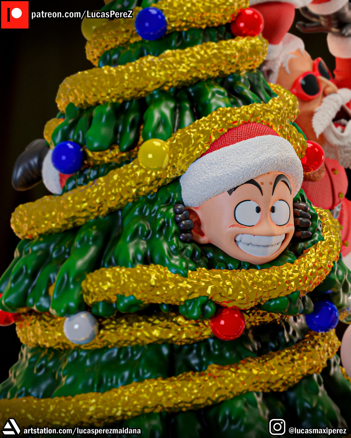 Dragon Ball Christmas Special (Goku, Master Roshi, Krillin, Oolong & Turtle) 1/6 Scale Collectible Holiday Statue – Lucas Perez