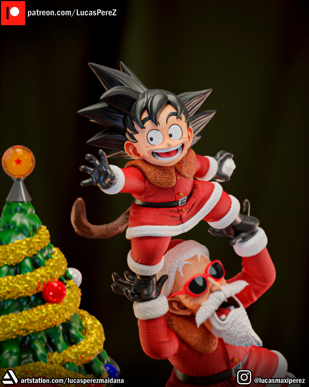 Dragon Ball Christmas Special (Goku, Master Roshi, Krillin, Oolong & Turtle) 1/6 Scale Collectible Holiday Statue – Lucas Perez