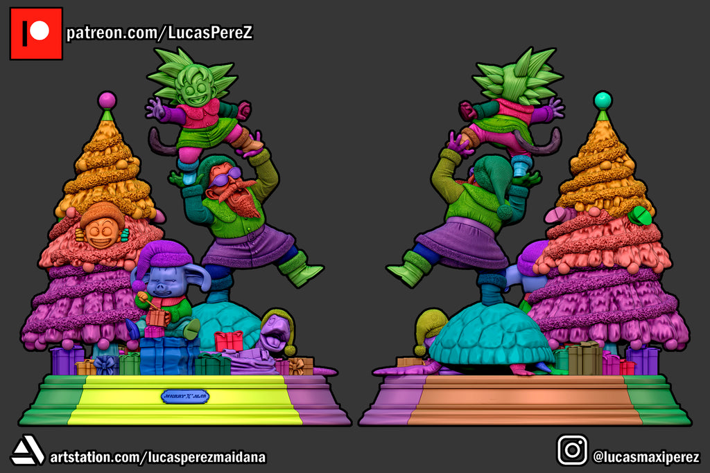 Dragon Ball Christmas Special (Goku, Master Roshi, Krillin, Oolong & Turtle) 1/6 Scale Collectible Holiday Statue – Lucas Perez