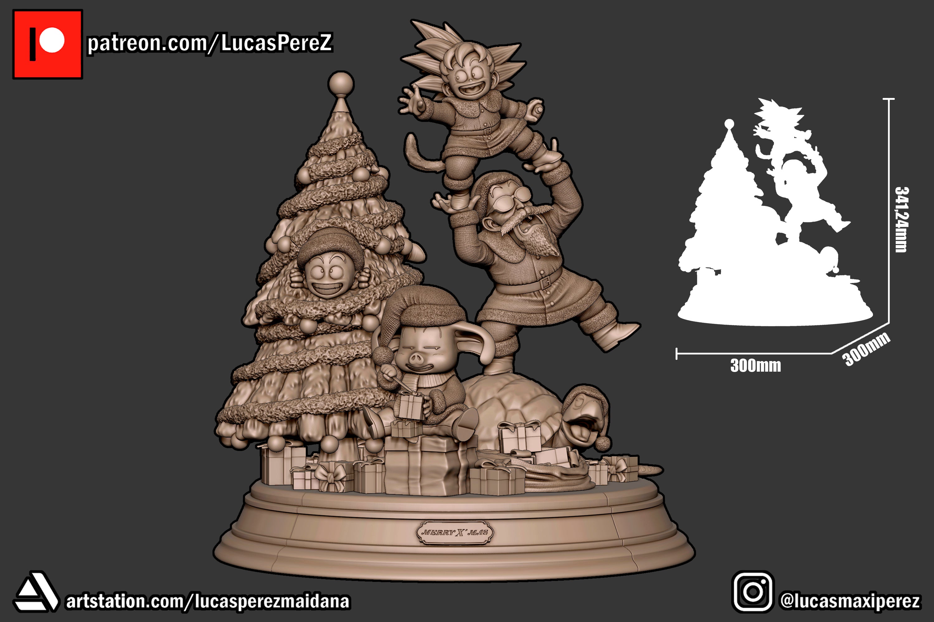 Dragon Ball Christmas Special (Goku, Master Roshi, Krillin, Oolong & Turtle) 1/6 Scale Collectible Holiday Statue – Lucas Perez