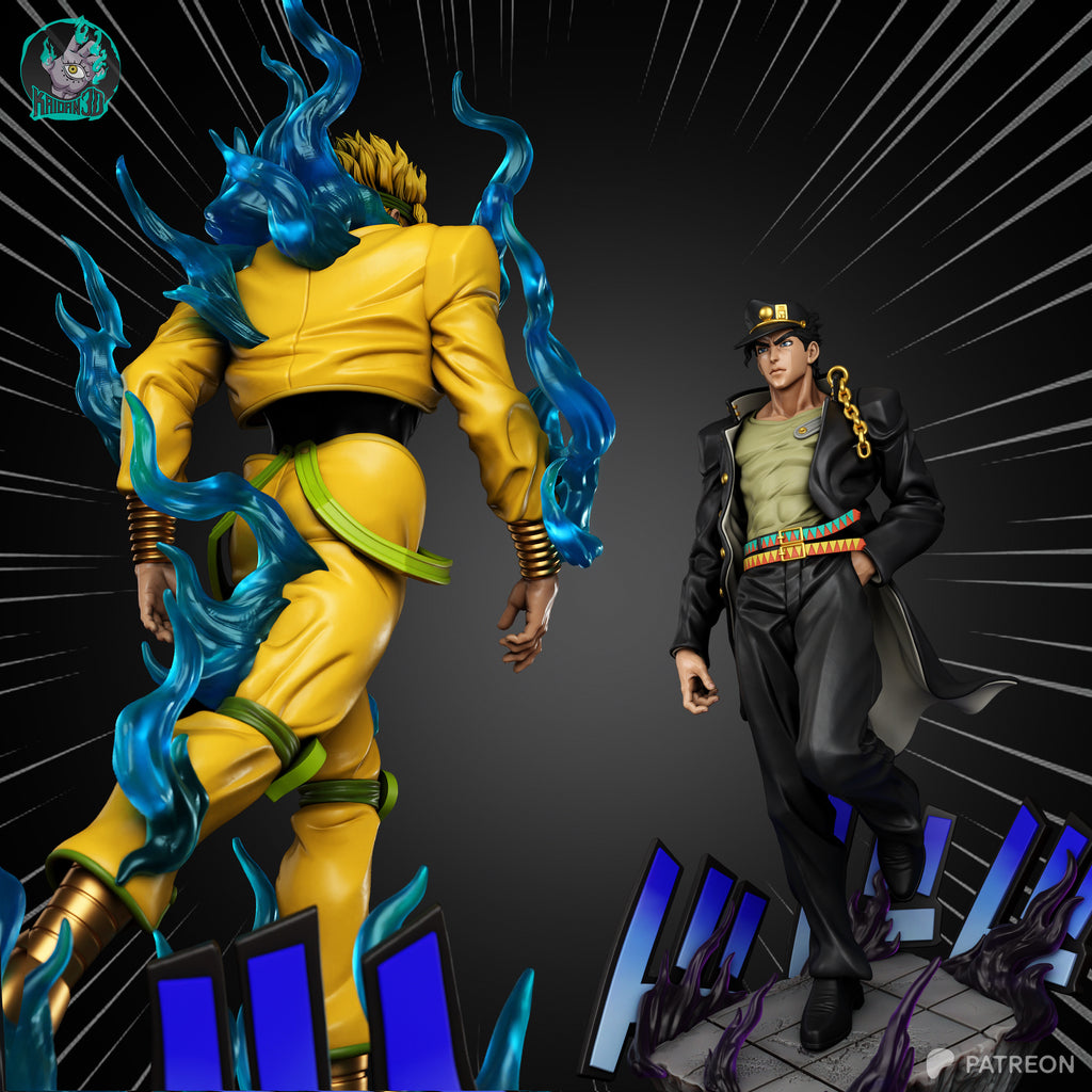 JoJo's Bizarre Adventure - DIO & Jotaro Kujo (Stardust Crusaders) Complete Rivalry Statue Set | 1/6 Scale | Raw, Primed & Painted Options