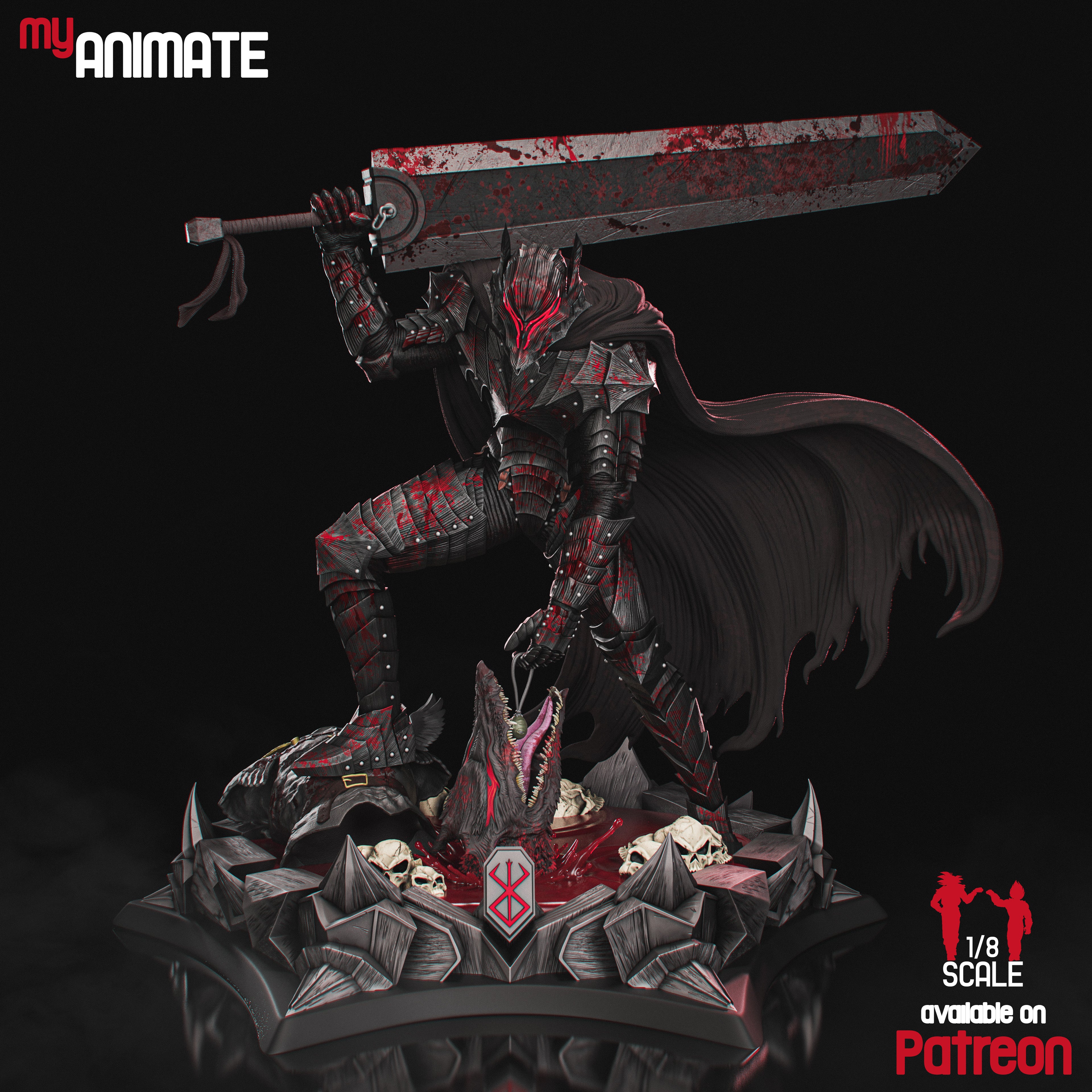 Berserker Guts 1/8 Scale Statue | Custom 3D Printed Resin Model (Helmeted & Unhelmeted Options)